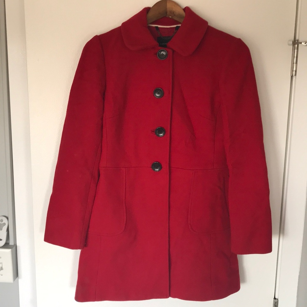 Banana Republic Bright Red Long Peacoat